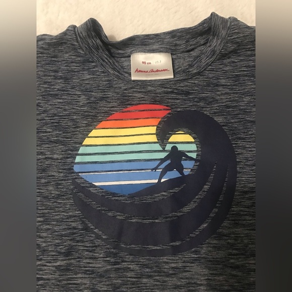 Hanna Andersson size 3T kids T-shirt Heathered blue surfing 🏄‍♂️ - Picture 2 of 4